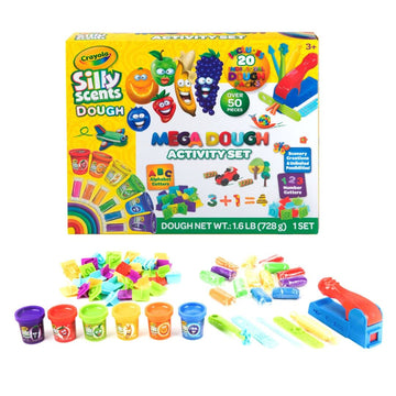Crayola Playdough Mega Activity Set - Silly Scents | 50 Pieces-20 Scented Dough Packs, 30 Kids Play Dough Tools | Alphabet, Lett