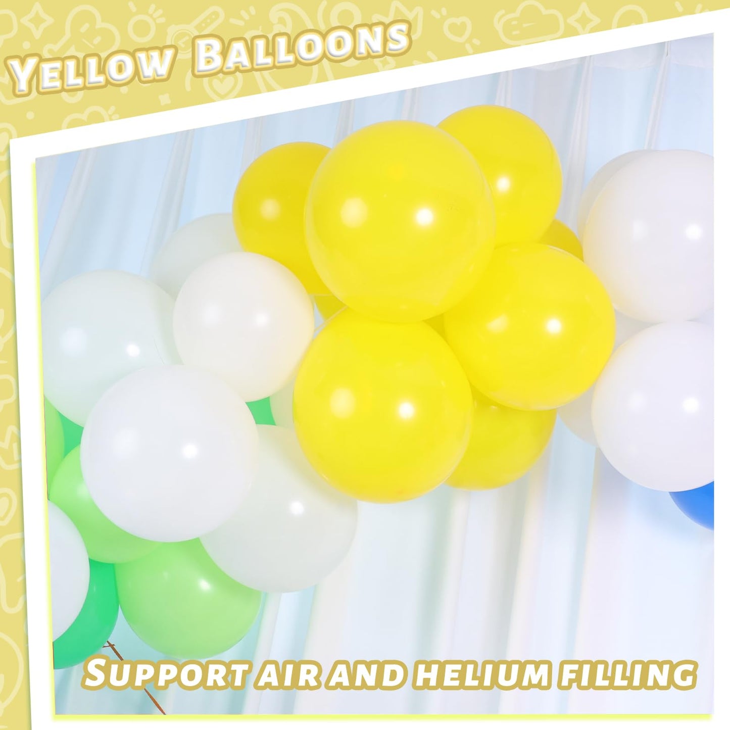 Lovestown 110Pcs Latex Balloons 12Inch, Helium Balloons Party Balloons Arch With Ribbon For Birthday Baby Shower Wedding Party Decorations Yellow