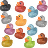 Glitter Rubber Duck Toy Assortment Duckies For Kids, Bath Birthday Gifts Baby Showers Summer Beach And Pool Activity, 2'' (300-P