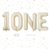 Number 1 Balloon Beige,40 Inch Large Cream White Letter One Foil Word Balloons Giant Aluminum For Boys Girls First One Year Old