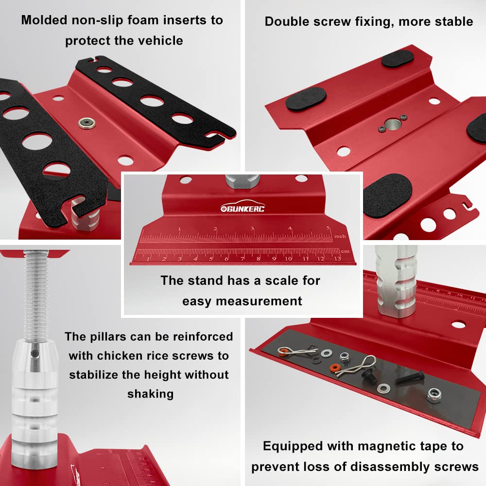 OGUNKE RC Car Repair Work Stand Repair Tool Set 360 Degree Rotation and 521 PCS RC Screws Kit (Red)