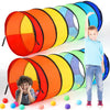 PullCrease 2 Pcs Giant 27.6 Inch Play Tunnel for Kids and Large Dogs Colorful Pop Up Crawl Tunnel Toy for Toddlers with Mesh Col