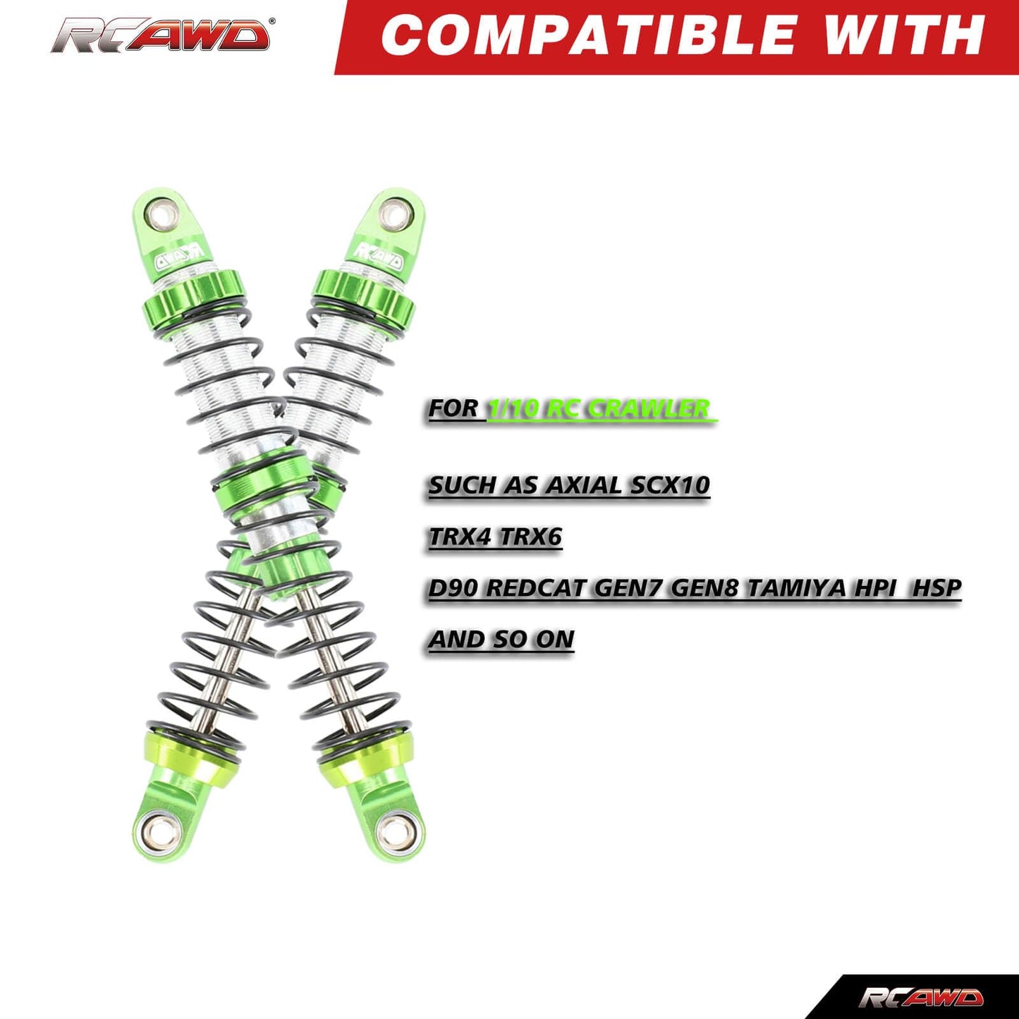 Rcawd 130Mm 7075 Universal Rc Shocks For A Lot Of 1/10 Rc Hobby Cars Upgrades, Full Aluminum Shock Absorbers Adjustable Shocks D