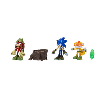 Sonic Prime 2.5-inch Action Figures Bos Cage Maze Themed 5 Pieces: Sonic, Gnarly Knuckles, Mangey Tails, Tree Stump and Green Sh