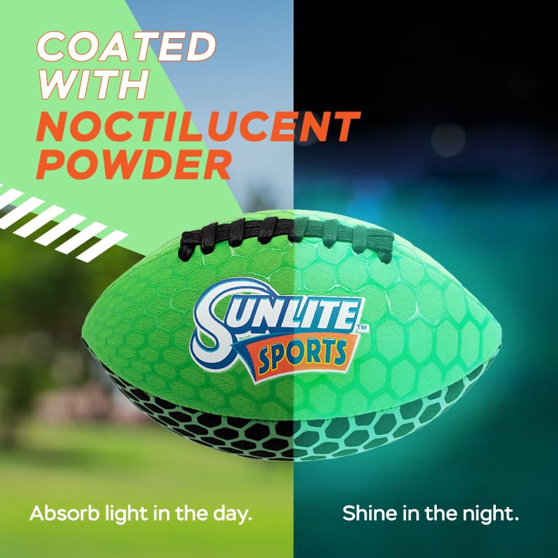 Sunlite Sports Glow in The Dark Waterproof Football, Light Up at Night Outdoor Play, Pool Beach Lake Park Water Toy, for Kids Ch