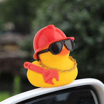 wonuu Car Dashboard Decorations Rubber Ducks, Construction Builder Rubber Ducky for Car Ornament Cute Duck with Tool, Hard Hat,