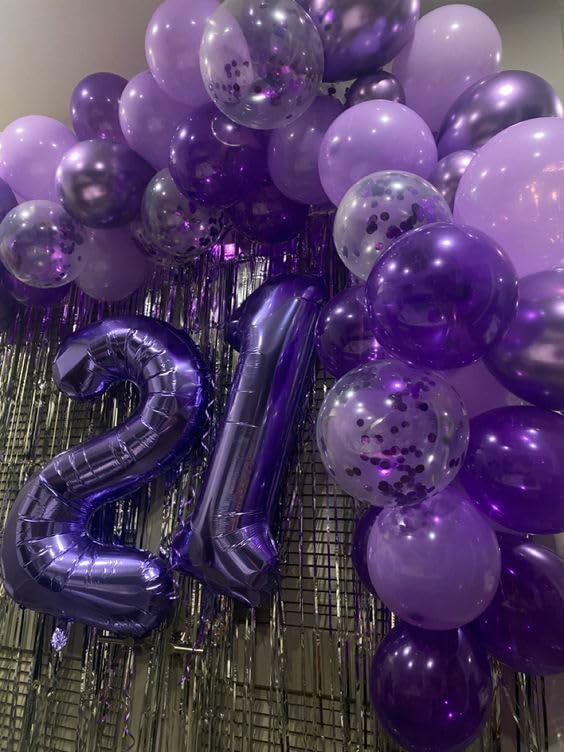 21 Balloon Number, Purple Number 21St Birthday Balloons 40 Inch, 21 Or 12 Years Old Purple Birthday Decorations For Men Women Hi