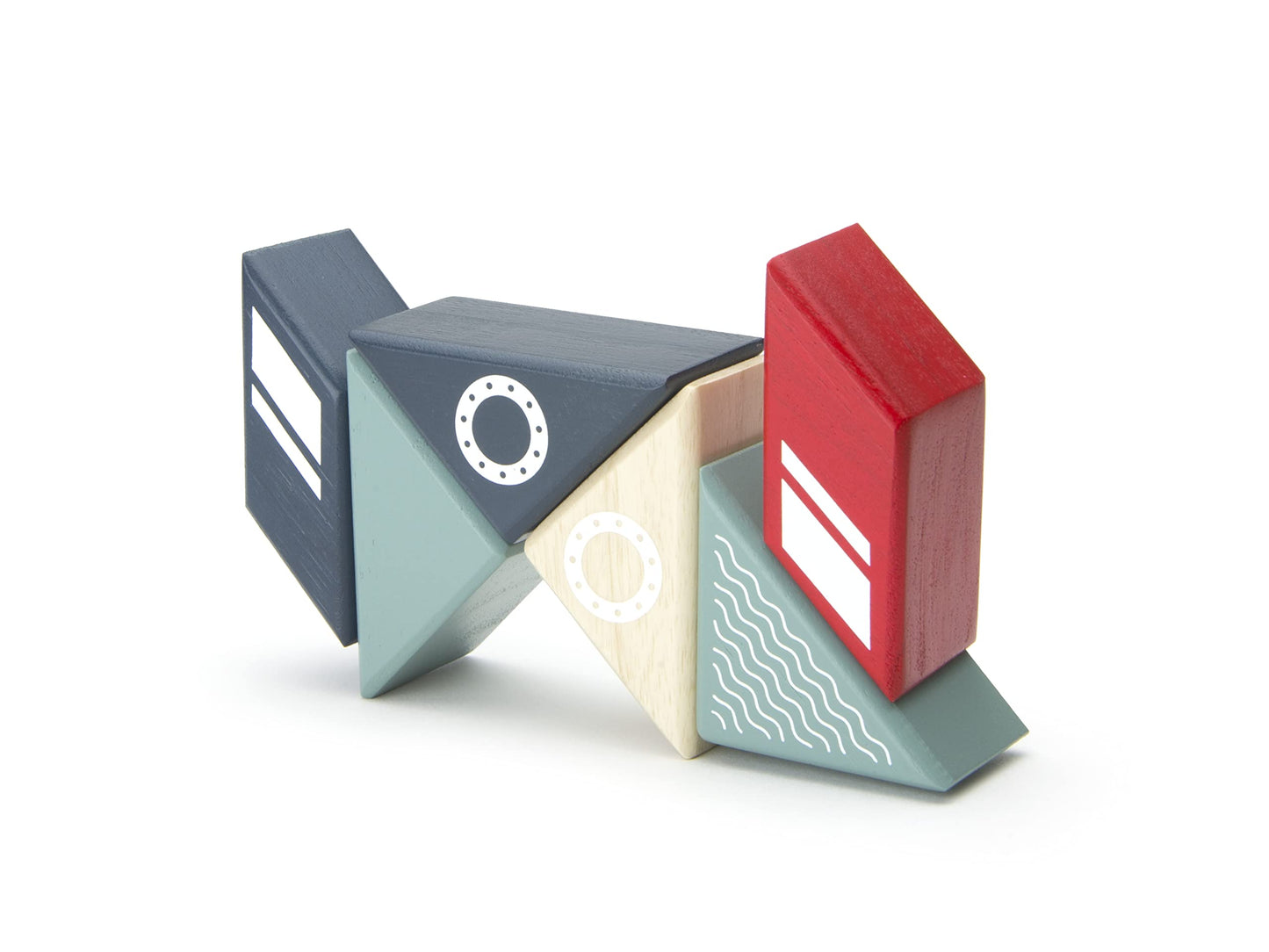 6 Piece Tegu Travel Pal Magnetic Wooden Block Set, Tugboat