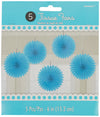 amscan Caribbean Blue Mini Hanging Fans, 5 Ct. | Party Decoration, 6 inches (10022400)