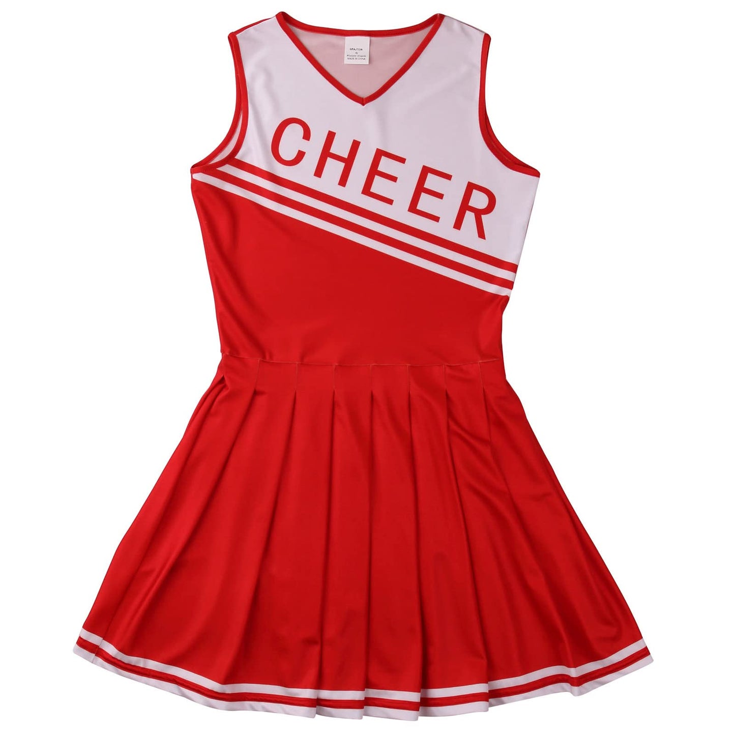 Grajtcin Girls Cheerleader Costume Dress For Kids Halloween Costume 8 Years Cheer Uniform Cheerleading Outfit (140, Red)