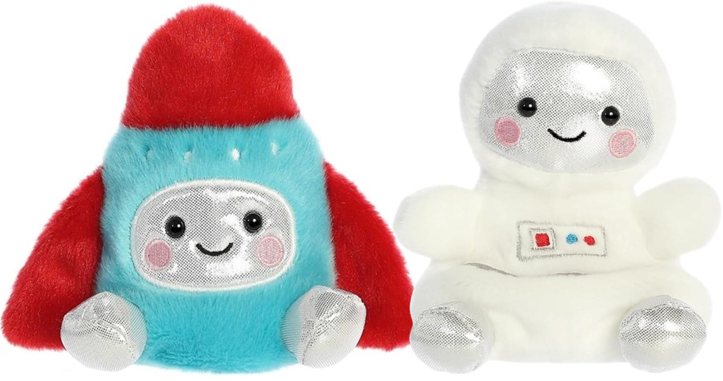 Aurora Adorable Palm Pals Set Of Two - Cosmo Astronaut And Mars Rocket Ship - Pocket Sized Fun!