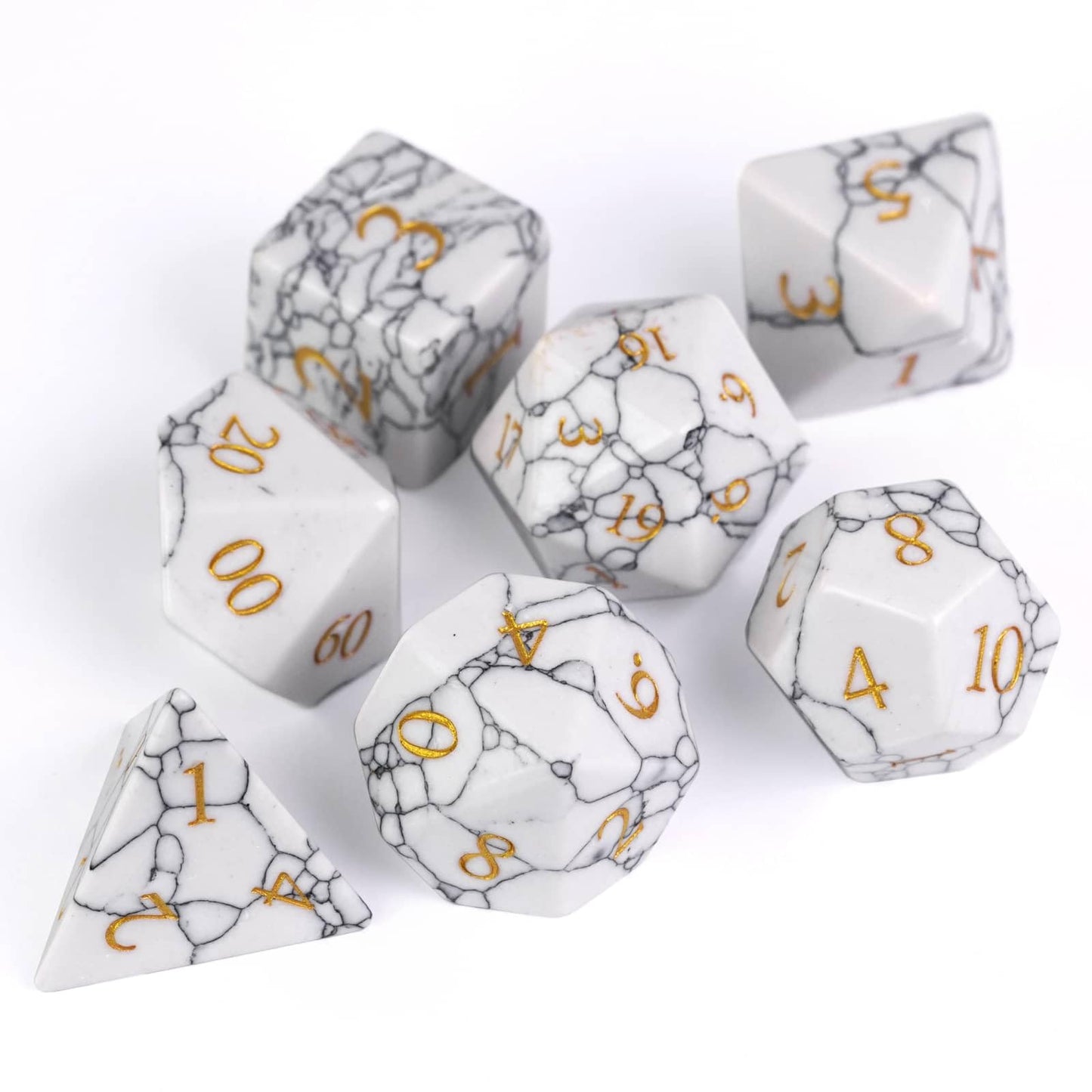 UDIXI Howlite Stone Dice Set D&D 7PCS Gemstone Dice Polyhedral DND Dice with Gift Case for Dungeons and Dragons Role Playing Gam