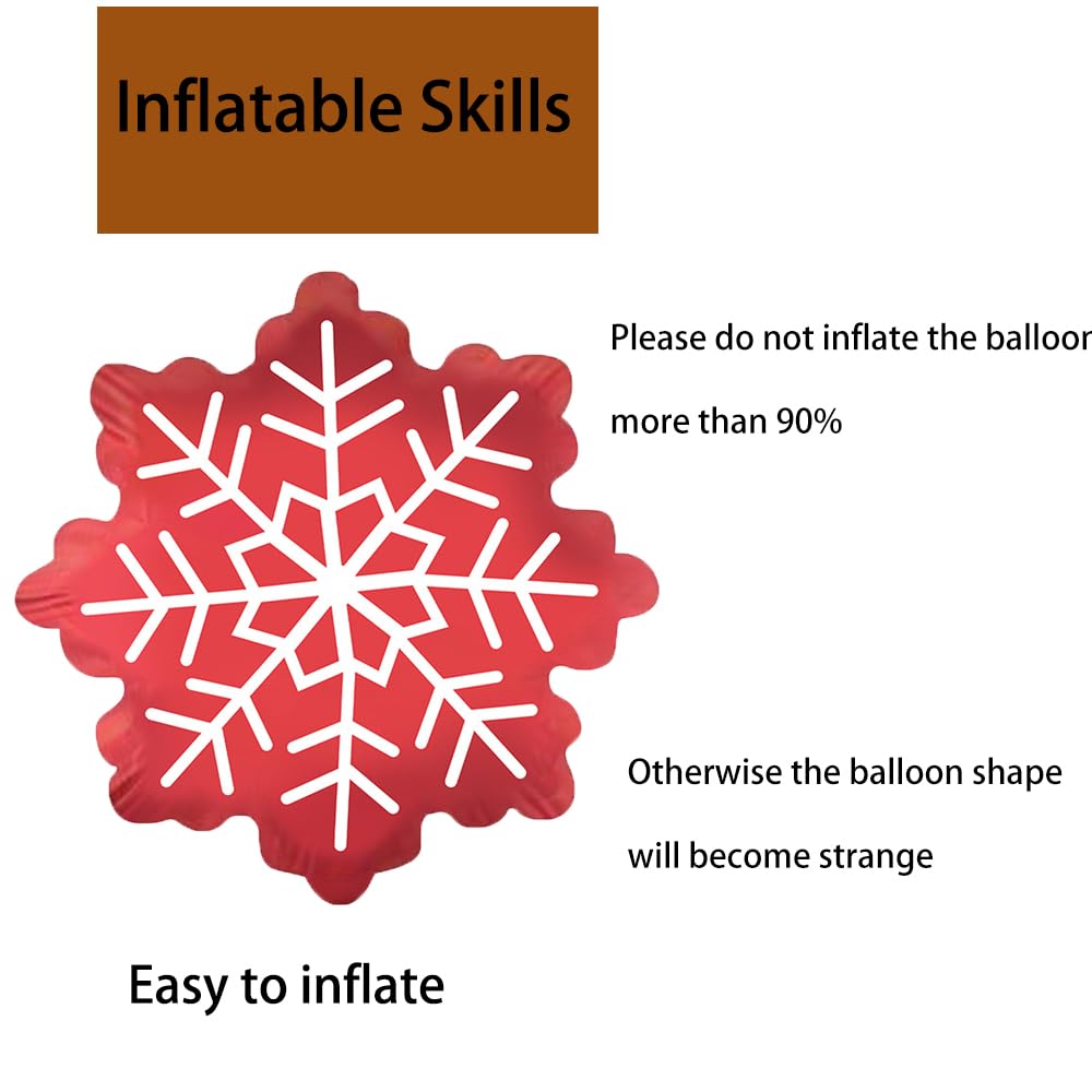 Hadckja Red Snow Balloons Christmas Balloons Snow Foil Balloons For Christmas-Themed Party Birthday Party Supplies Decorations P