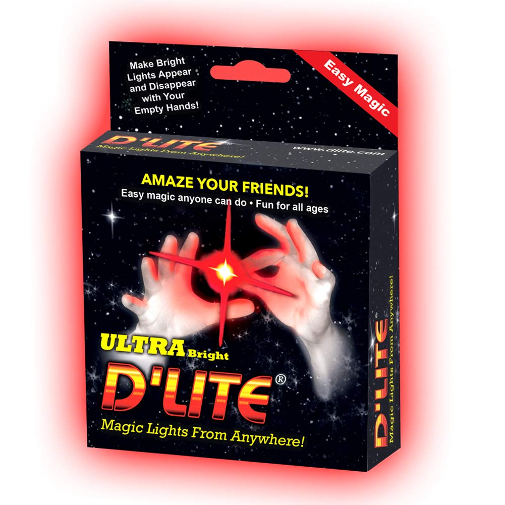 D'lite Magic Thumb Lightup Trick Set / 2 Original Amazing Ultra Bright Light Magic Fingers - Closeup & Stage Magic Tricks - Easy Illusion Anyone Can Do It - Magic Trick for mature-themeds (Regular Red Dazzle)