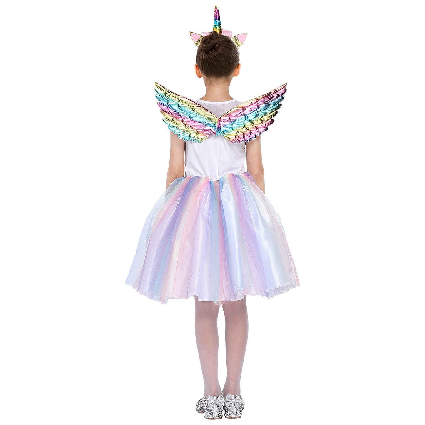 Twister.Ck Halloween Princess Dress Costume For Little Girls Dress Up Outfit With Headband Rainbow Wings For Birthday Party