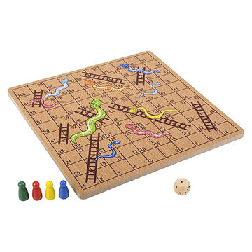 The Dreidel Company Classic Wooden Board Games, Great For Prizes, 10'' (10'' Wooden Snakes & Ladders)