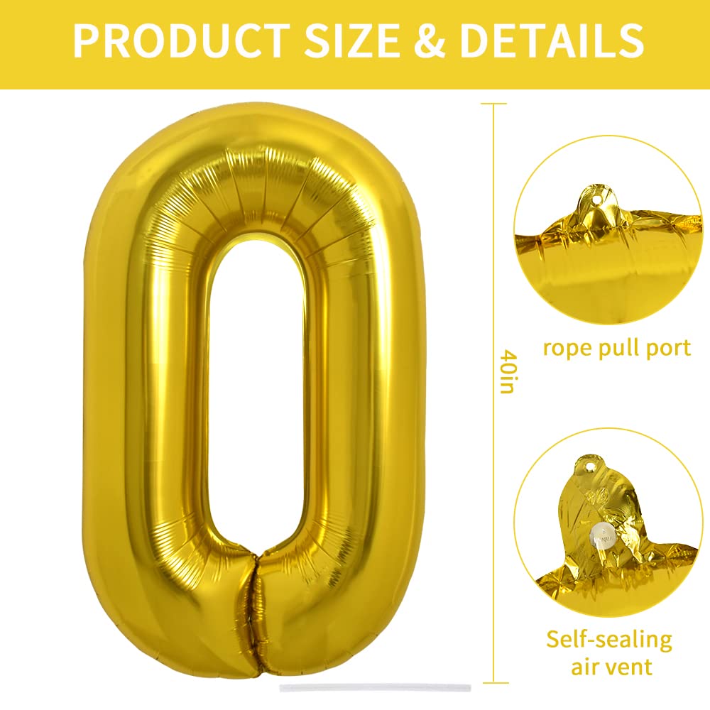 Toniful 40 Inch Large Gold Letter O Balloons Helium Balloons,Foil Mylar Big Balloons For Birthday Party Anniversary Supplies Dec