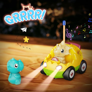 2 Pack Dinosaur Toys for Toddlers 2 3 4 5 6 Years Old - Remote Control Cars RC Cars with Music, Lights and Sound Effect, Birthda