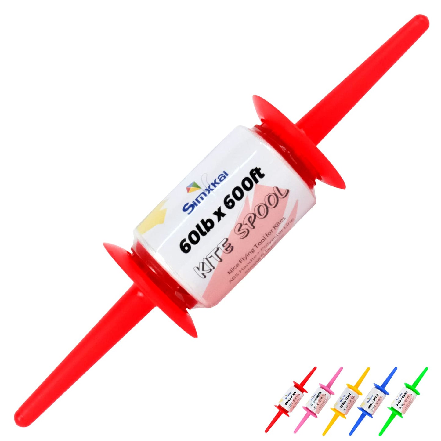 Simxkai Kite Spool, Reel Winder,Grip String Handle, 600 Feet Twisted Line For Each String Handle (1&2&3&4Pack) (Red)