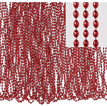 Amscan Metallic Oval Bead Party Necklaces, 50 Ct, 30'', Red