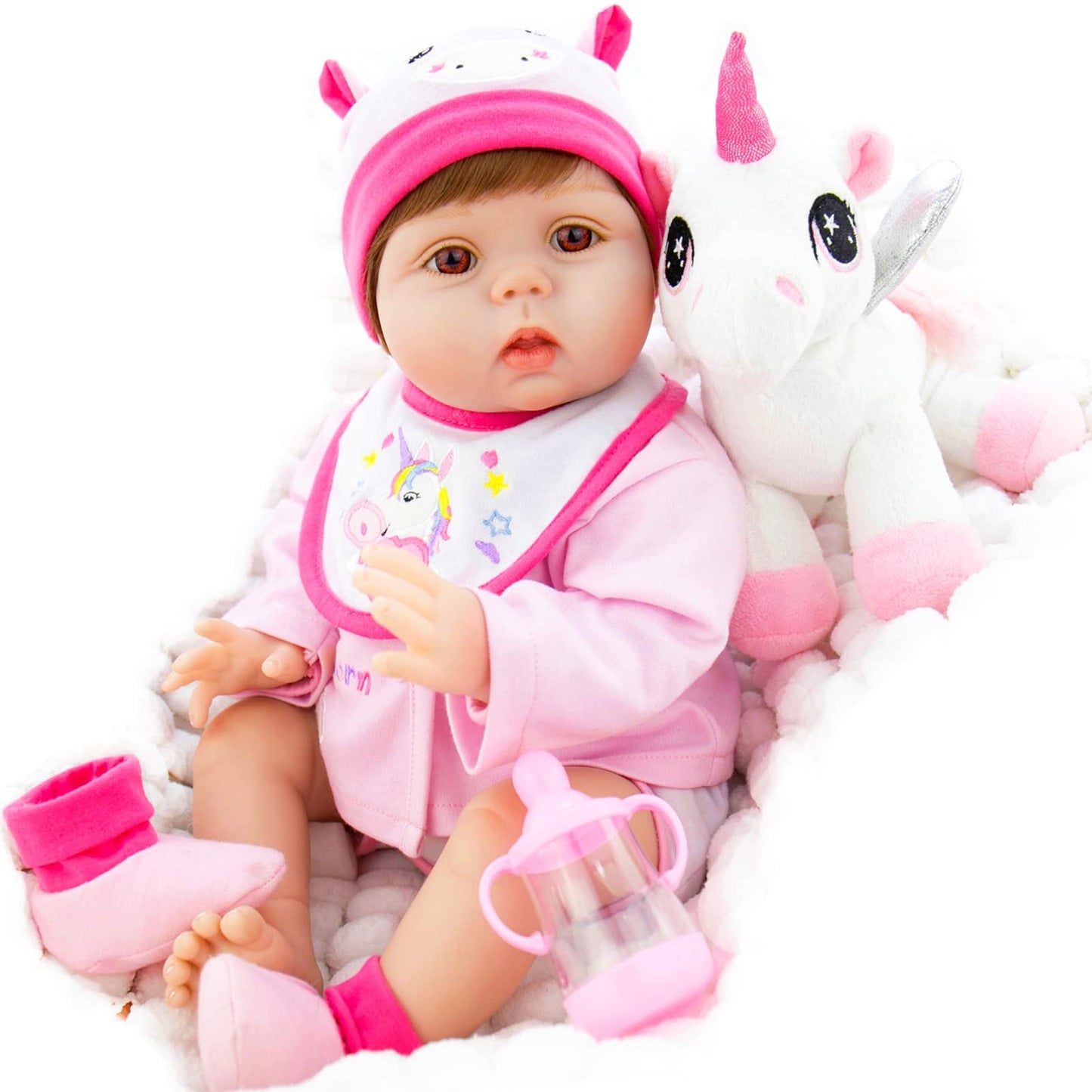 Milidool Reborn Baby Dolls Lifelike Girl Doll 18 Inch Realistic Newborn Baby Doll Real Looking Silicone Baby Dolls Girl With Fee