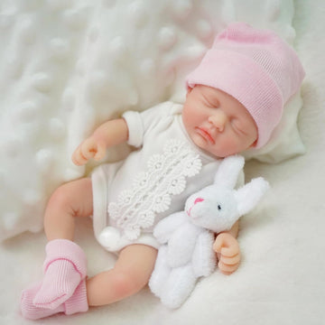 Mire & Mire Reborn Baby Dolls 7 Inch Silicone Doll Mini Realistic Newborn Baby Dolls Silicone Full Body Stress Relief Hand Made(
