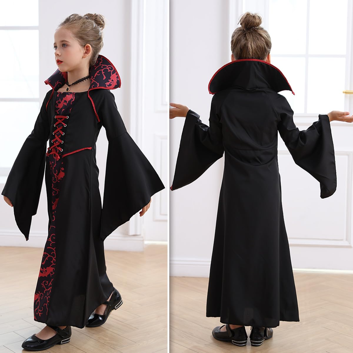 Itvti Vampire Costume For Girls Kid Halloween Carnival Fancy Black Dress For Cosplay, 3-4 Years(Tag 110)