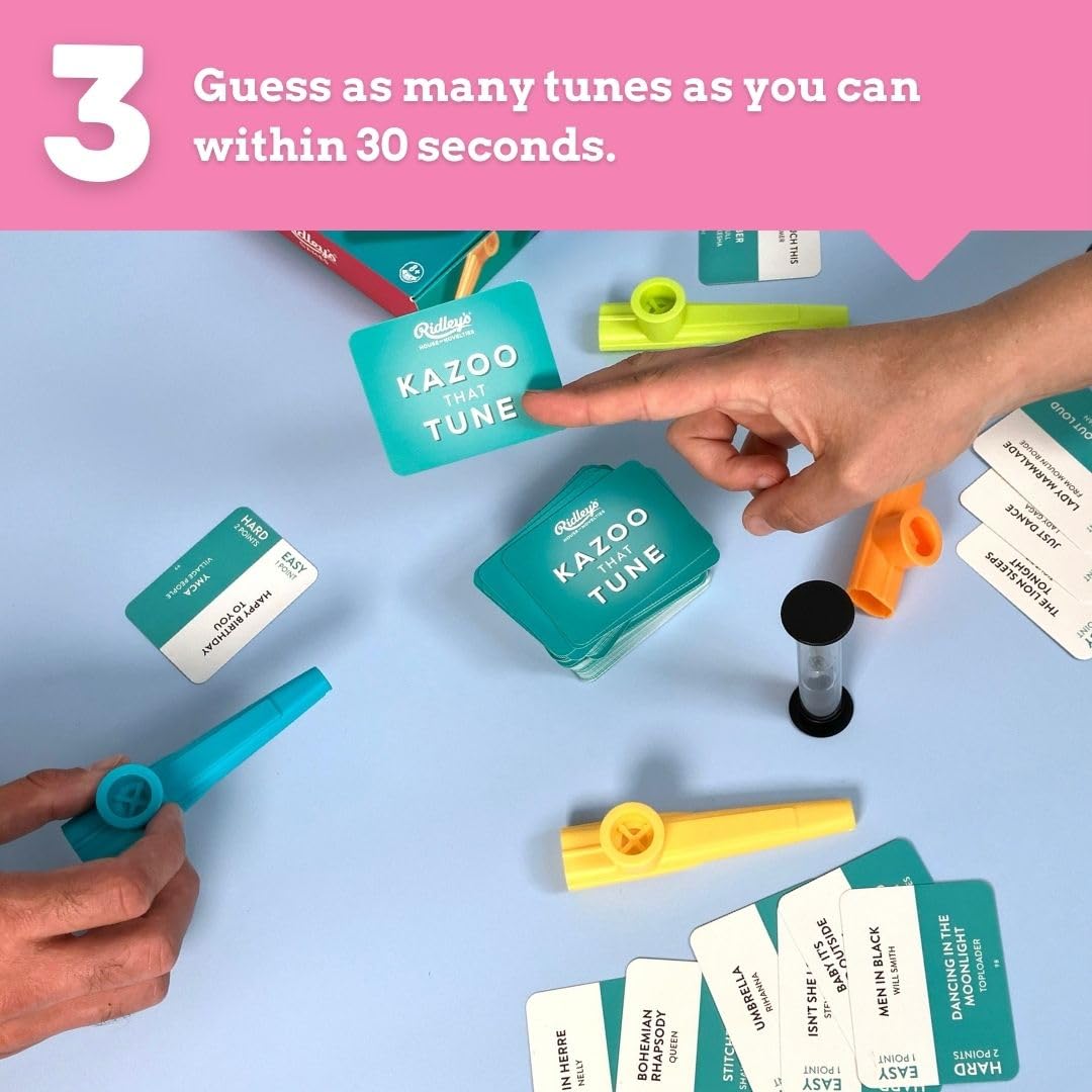 Ridleys Kazoo That Tune Song Guessing Game - Fun Song Games For Families, Fast-Paced Game For 2-4 Players, Ages 8+ - Includes 4