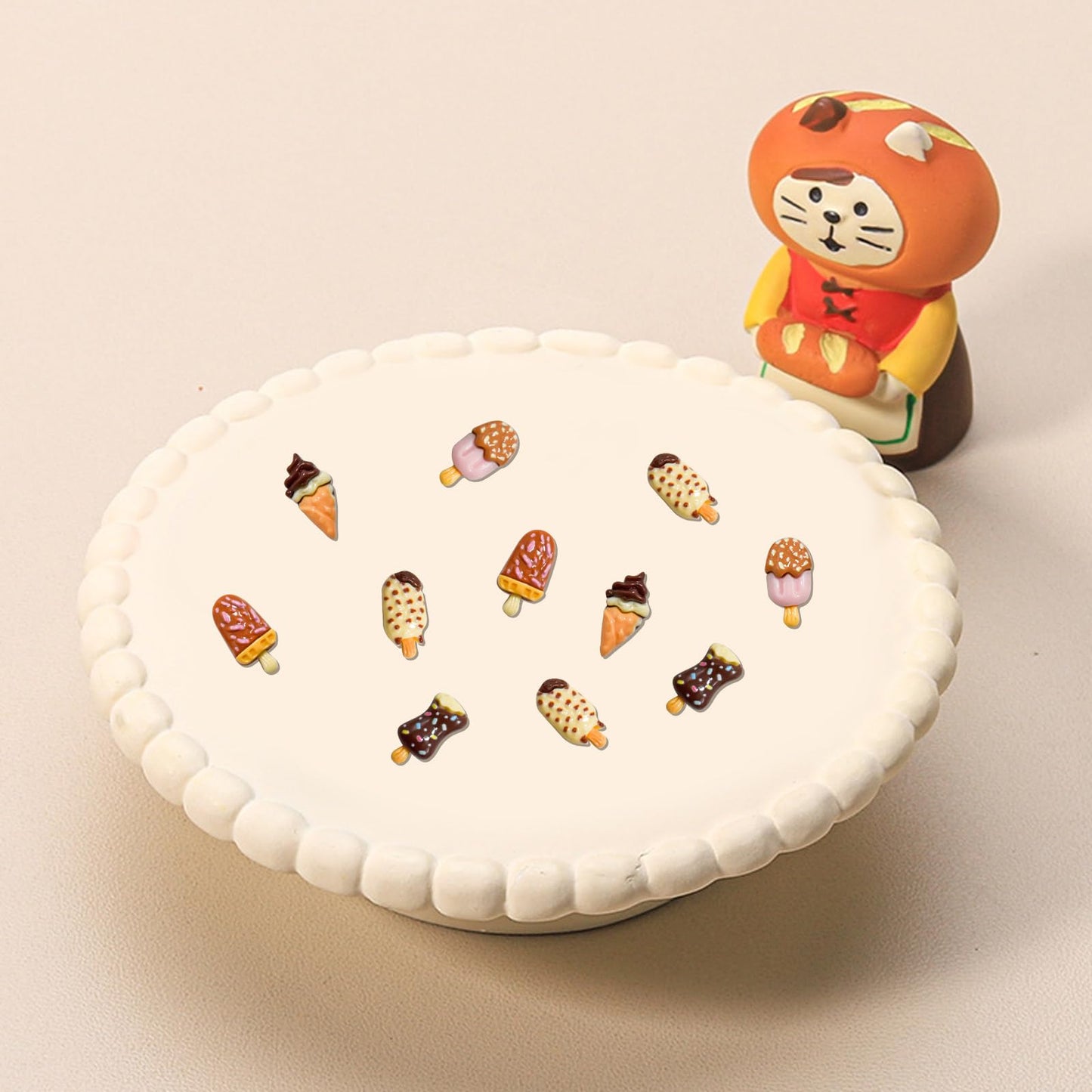 60 Pieces Mini Ice Cream Decor for Dollhouse Accessorie Mini Food Dessert for Crafts Tiny Resin Ice Cream for Dollhouse Mini Kit