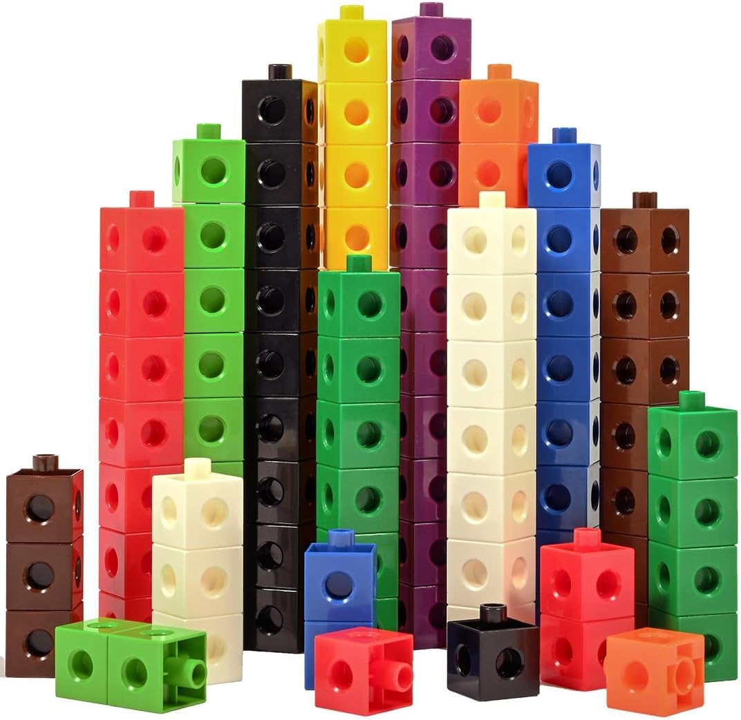 Cube Building Blocks for Kids Interlocking Educational Counting Building The Tower with The Blocks for Toddler, Kids Ages 48