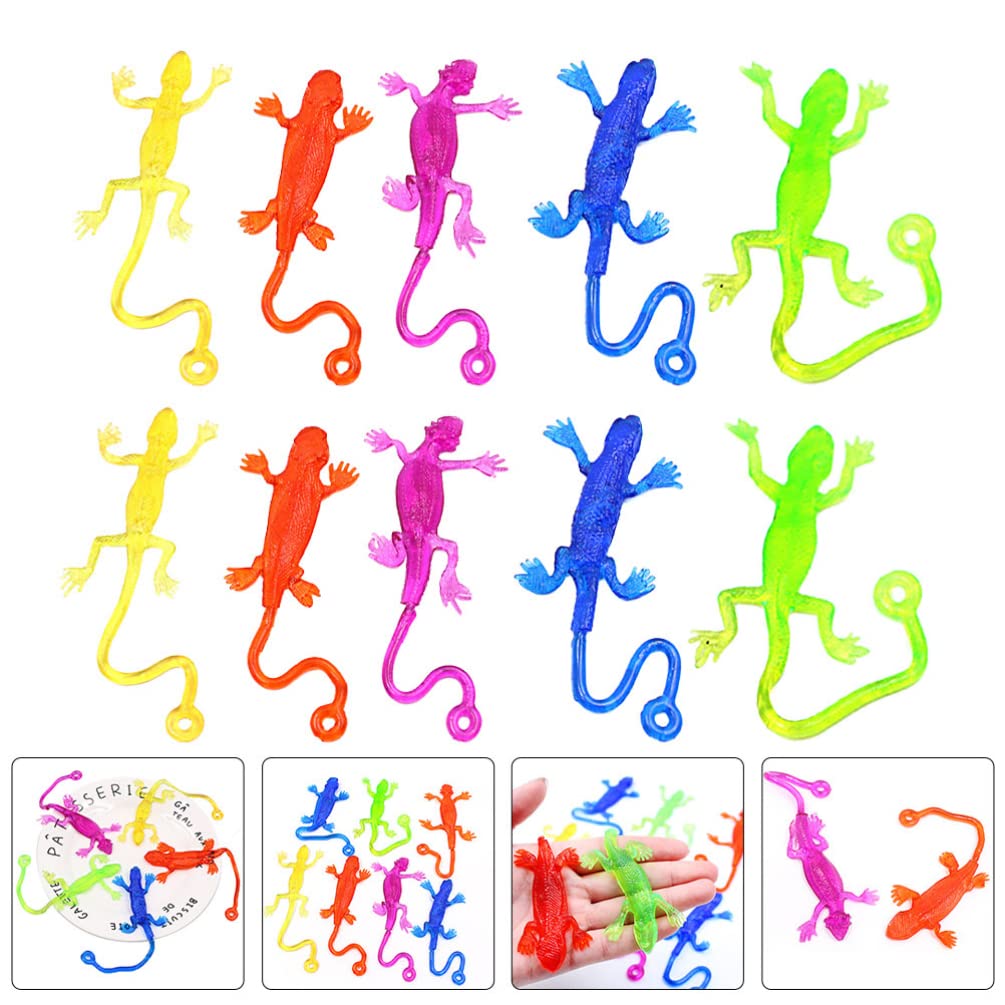 Nuobesty 15Pcs Stretchy Sticky Lizards Toys Funny Sticky Lizards Mini Tpr Lizard Toys For Kids Party Favors Goodie Bags Filler