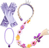 Princess Rapunzel Wig Rapunzel Braid Cosplay Long Hair Wig With Braid Gloves Necklace Dress Up Accessories For Girls (Purple1)