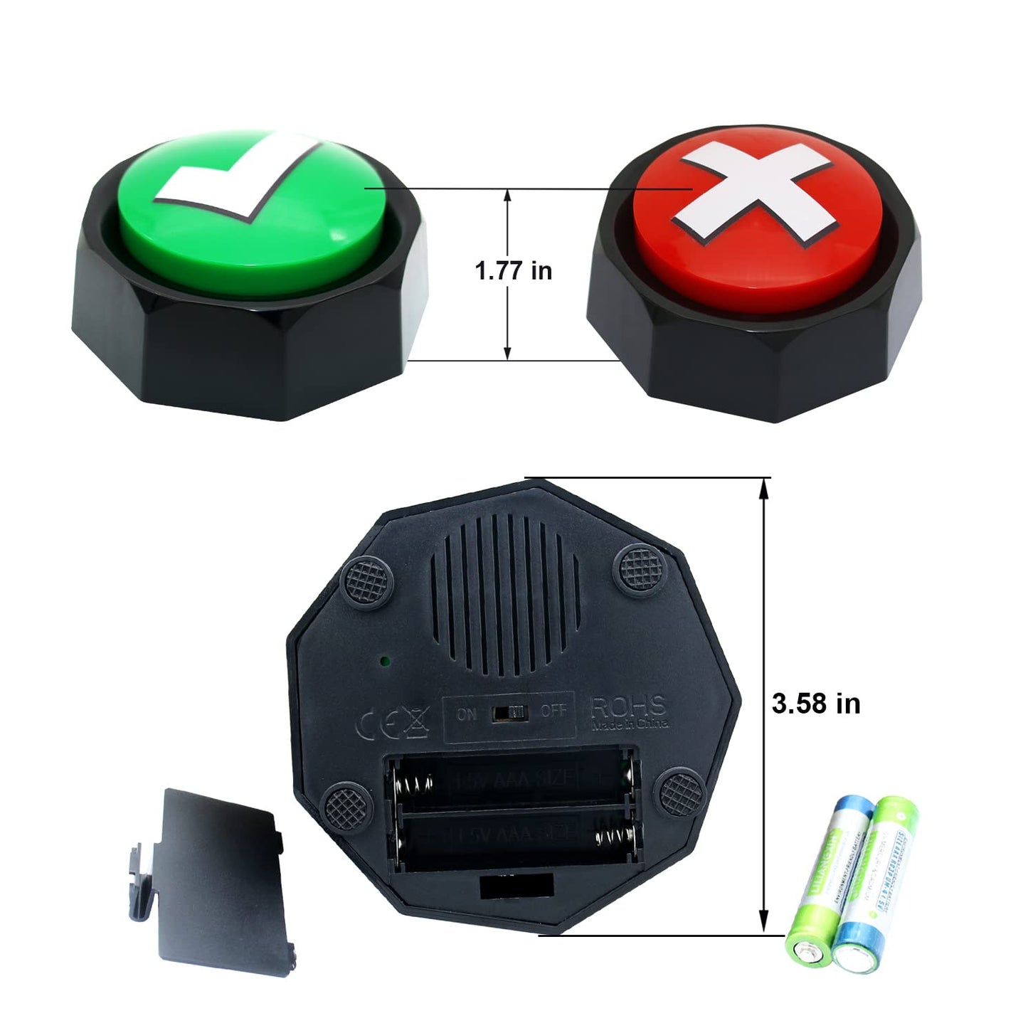 Anliky Right Wrong Button, Sound Buzzers Set Of 2 Assorted Colored Buzzers, Easy To Use Judge Right Or Wrong, Talking Buttons, U