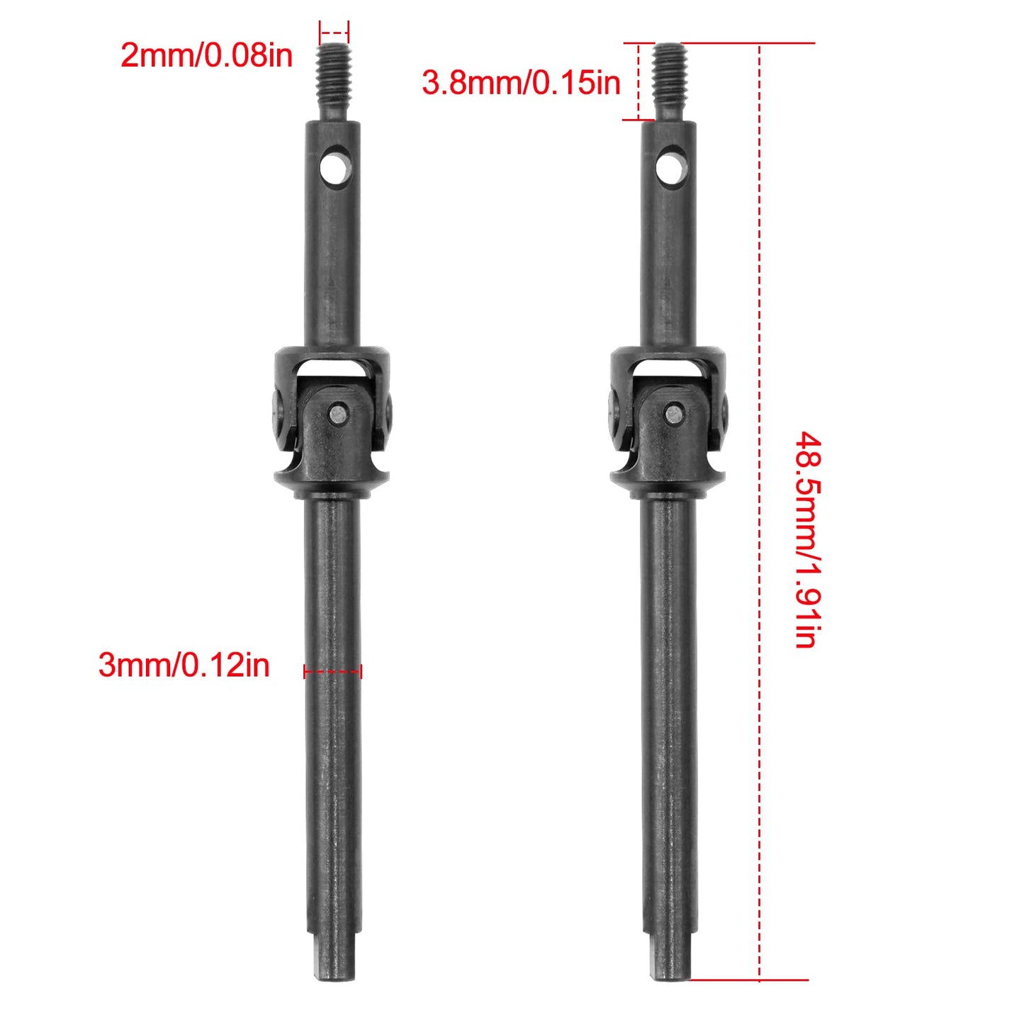 OGRC 2Pcs Steel Front Axle Drive Shaft CVD Set for Axial SCX24 C10/JLU/Bronco/Gladiator/Deadbolt Upgrades Parts (Regular)