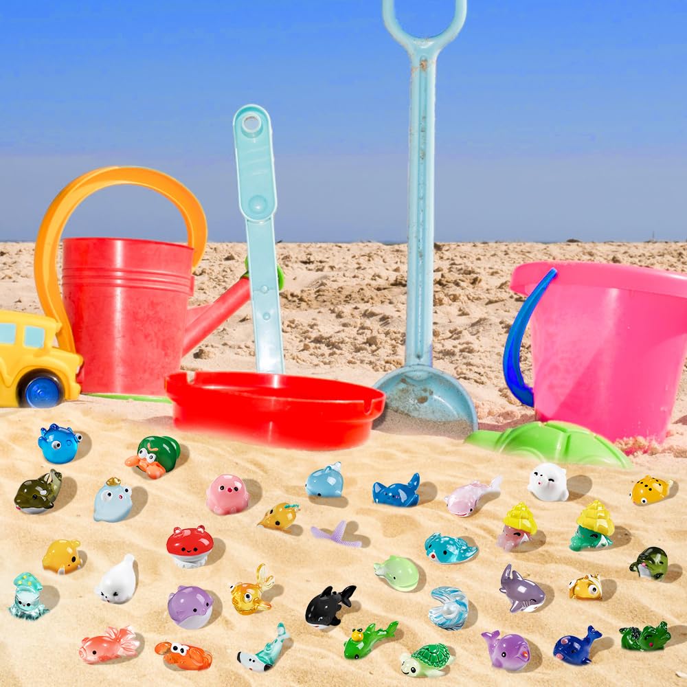 DIYDEC 36pcs Mini Ocean Resin Animals Tiny Sea Animals Figurines Marine Miniature Plastic Animals Aquarium Ornaments Decorations