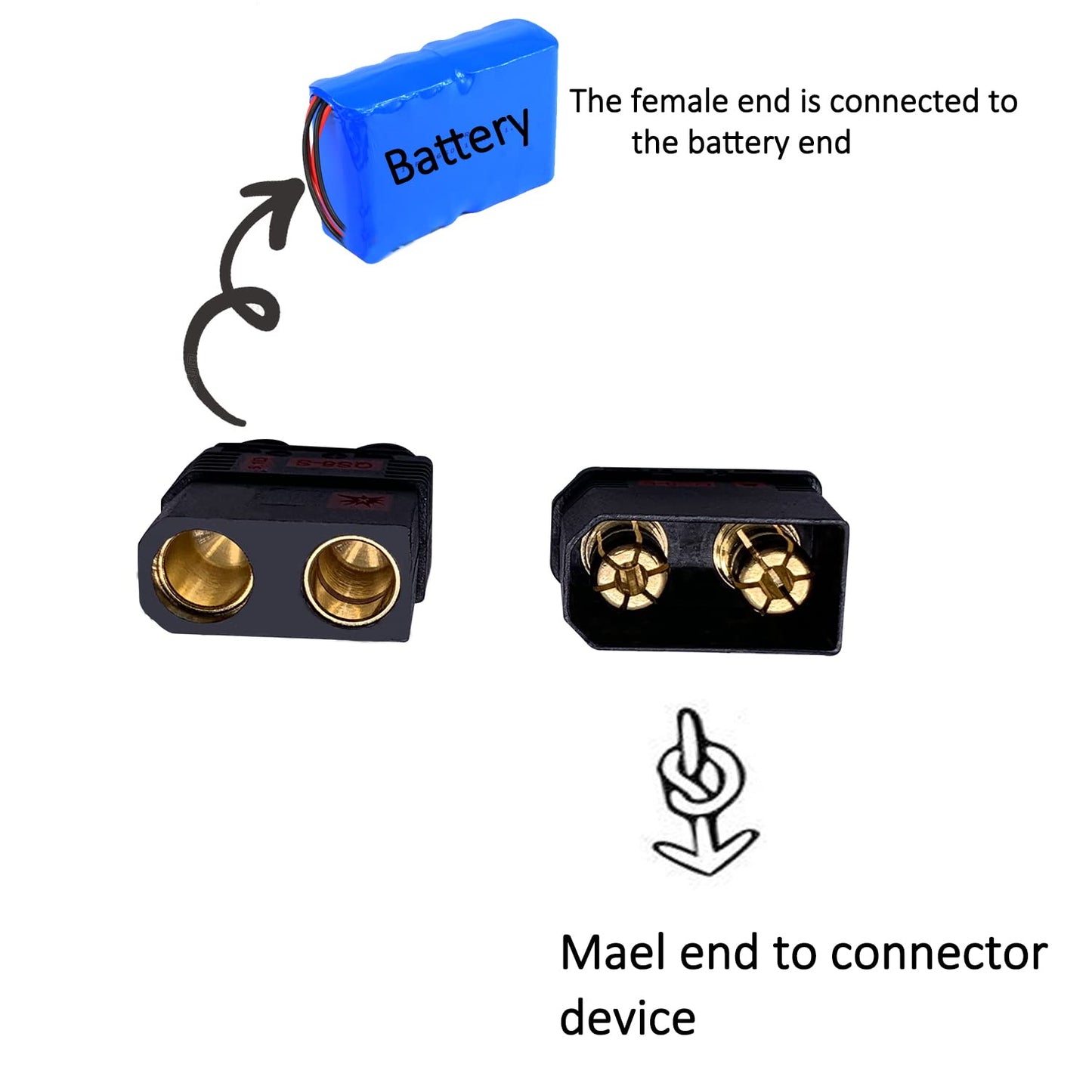 BABUVYA High Current Antispark Connector Male and Female QS8-S Black Application with Remote Control Toys Drone Battery Charger