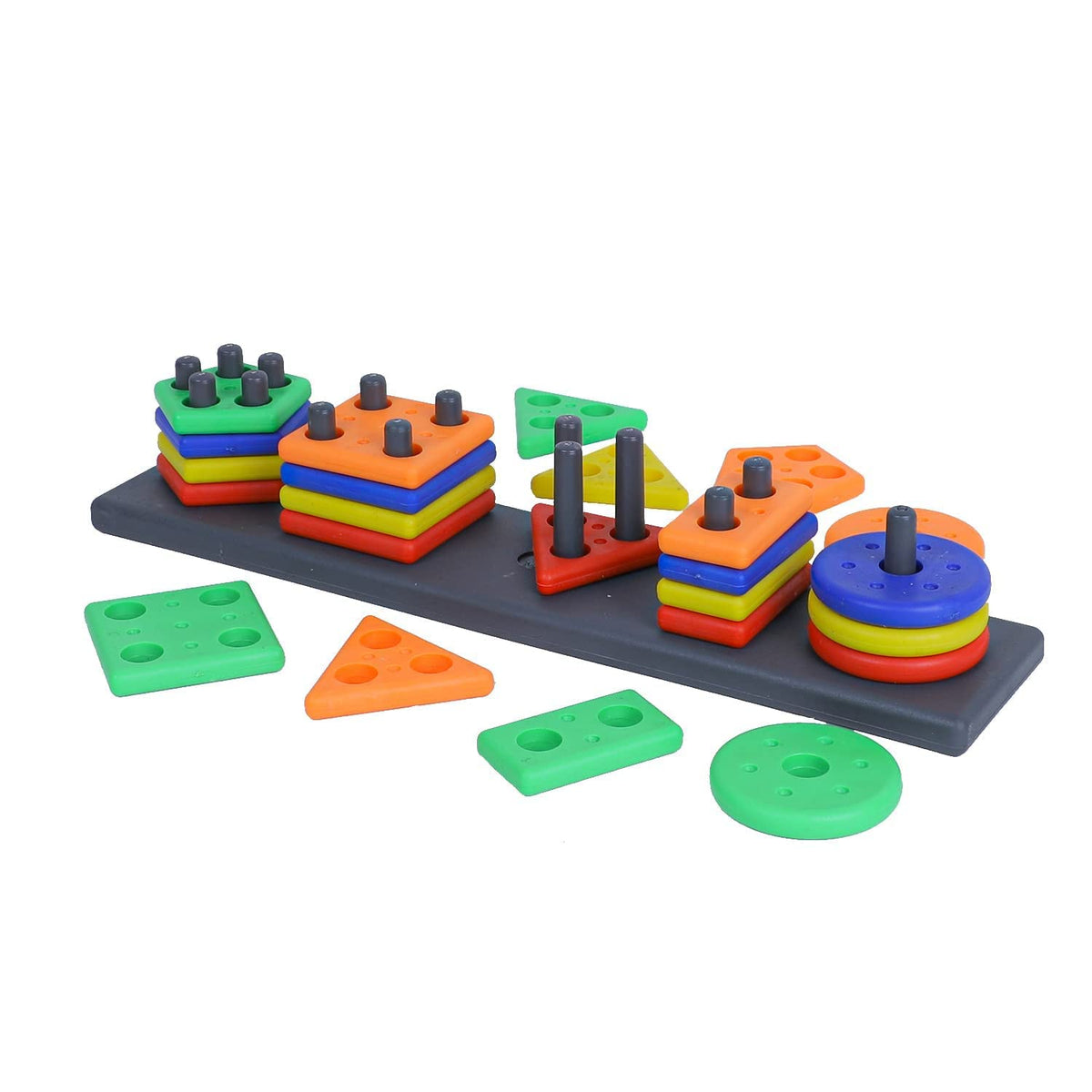 Tnemec Non Toxic Geometric Shape Sorting & Stacking Toy For Toddlers Early Learning Development Activity Puzzle Blocks Column Se