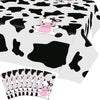 8 Pcs Cow Print Plastic Tablecloth, Farm Animal Themed Parties Tablecovers For Cow Theme Birthday Party Supplies, Black And Whit