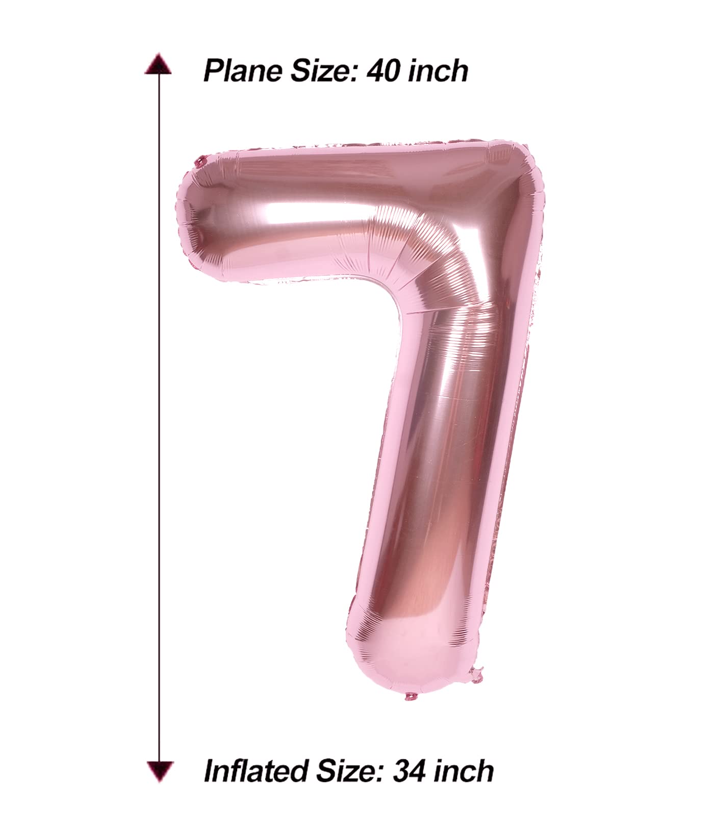Aule 40 Inch Big Rose Gold 7 Balloon Number Large Foil Helium Number Balloons 0-9 Jumbo Giant Happy 7Th Birthday Party Decoratio