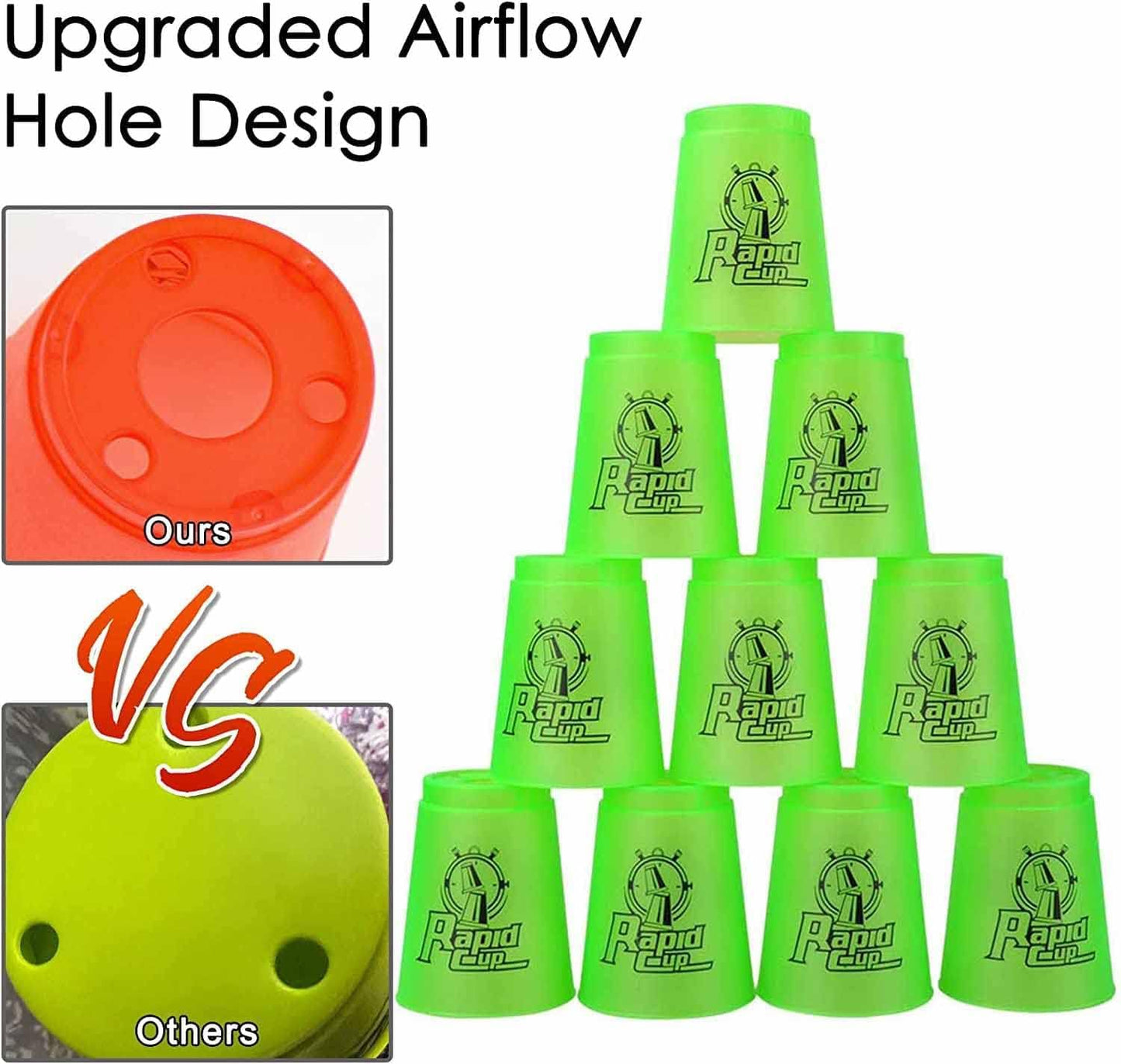 Seisso Stack Cups, Stacking Cup Set Classic Stack Training Game Toys For Kids Boys Girls Stacking Cups (12 Pack Blue + 12 Pack Green)