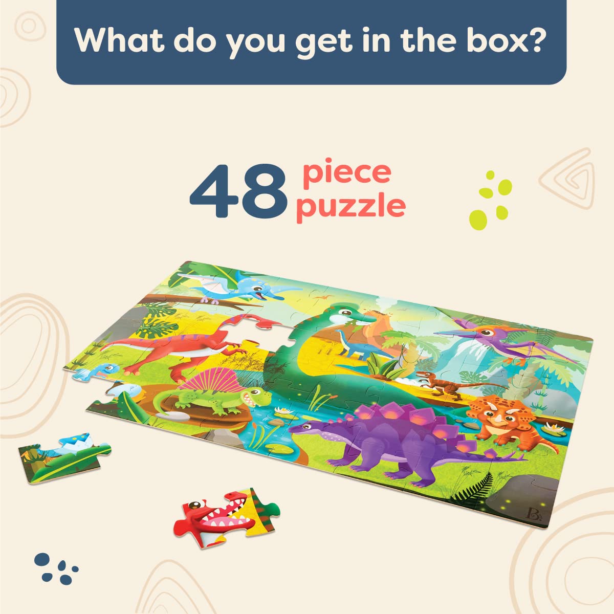 B. Toys- Gigantic Jigsaw - Dinosaurs- Floor Puzzle – 48-Piece Dinosaur Puzzle – Large 2 X 3 Feet Jigsaw Puzzle For Kids – Educational & Developmental Toys – 3 Years +