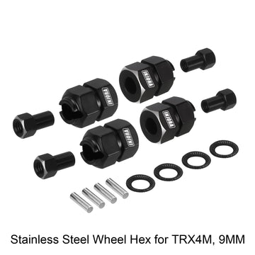INJORA Thickness 9mm(+5mm) Black Brass Wheel Hex with Nuts for TRX4M 1/18 RC Crawler Upgrade, 11g/Total