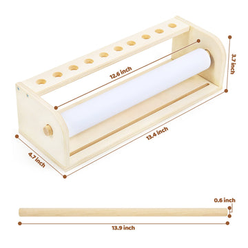 Beright Wooden Tabletop Paper Roll Dispenser, not with Paper, Suitable Size for 11.8 Width Paper Rolls, Desktop Solidwood Easel