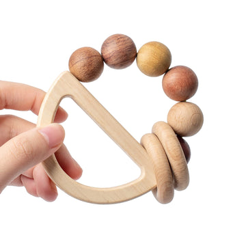 Busy Edition Wooden Baby Rattles for 0-6 Months, Montessori Color Rings for Newborns and Toddlers, 1 Pcs Wood Toy