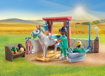 Playmobil Veterinary Donkeys Toy for Kids 4+ | Multicoloured | Model 71471 | Plastic Material | Einheitsgröße