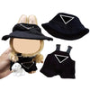 Clothes for Labubu(NO Doll) Hat & Overalls Set for Labubu Clothes 15cm/17cm Dolls Accessories Suit Doll Outfit Stylish Clothes White Puppy Charms Gift for You (Black Set)