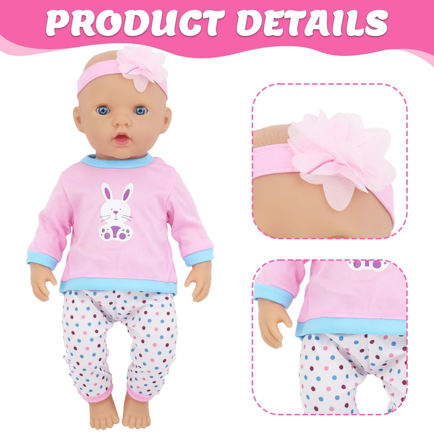 3 Sets Baby Doll Clothes For 14-18 Inch Dolls, 16 Inch Baby Doll Clothes Dresses And Accessories Outfits For New Born 15 Inch Ba