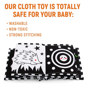 Teytoy Baby Toys 0-6 Months, Black And White High Contrast Sensory Newborn Toys, Baby Soft Book For Early Education, Infant Tummy Time Toys, Baby Newborn Essentials Must Haves