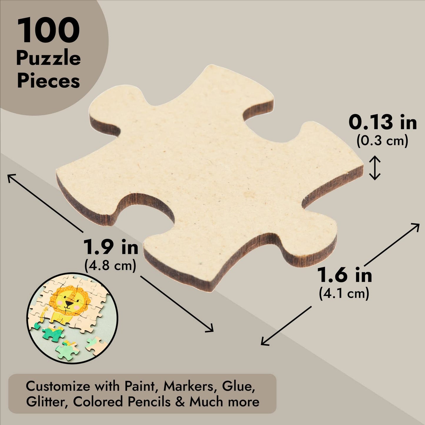 Juvale 100 Blank Wooden Puzzle Pieces For Crafts, Diy Art Projects, 1.9X1.6'' Unfinished Freeform Jigsaw Wood Puzzle To Draw On