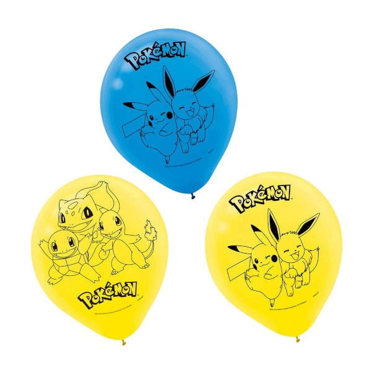 Amscan Pokemon Themed Latex Balloons | Yellow, Blue - 12' | Pack Of 6